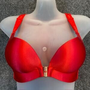 NWOT Mushiki Women's Size 34 Red Embellished Front Closure Butterfly Back Bra